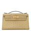 Ostrich Kelly Pochette Clutch Parchemin