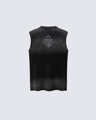 American Retro Style Minimalist Letter Print Vest