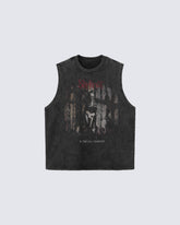 Graphic Sleeveless T-shirt with Skull Print