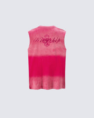 American Retro Style Minimalist Letter Print Vest