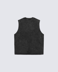 Graphic Sleeveless T-shirt with Skull Print