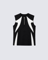 Color Block Half Zip Sleeveless Tank Top