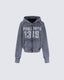 American Street Distressed Print Zip-Up Hoodie