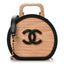 Beech Wood Lambskin Round CC Vanity Case Black