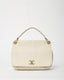 Chanel White Caviar Leather Large Top Handle Flap Bag with Removable Strap