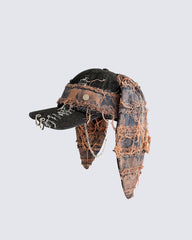 Distressed Chain Patchwork Baseball Cap