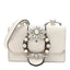 Goatskin Madras Soft Calf Crystal Embellished Shoulder Bag Bianco