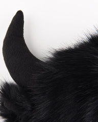 Black Horn Faux Fur Trapper Hat