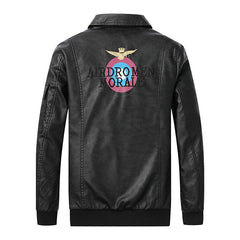 Men's Lapel Embroidery Craft Casual Leather Jacket