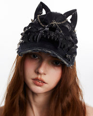 Dark Gothic Horn Skull Baseball Cap