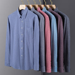 Men's Spring And Autumn Coat Casual Cotton Brushed Plaid Shirt