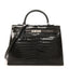 Shiny Porosus Crocodile Kelly Sellier 35 Graphite