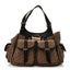 Monogram Pocket Satchel Brown Beige