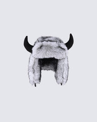 Horn Faux Mink Fur Trapper Hat