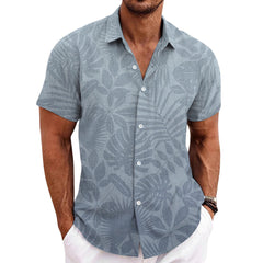 Solid Color Short Sleeve Cardigan Beach Shirt