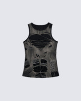 Y2K Distressed Cutout Sleeveless Knit New Tank Top
