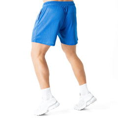 VENTED MESH SHORTS SCRIPT - BLUE / GOLD