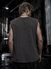 Distressed Skeletal Graphic Tank Top