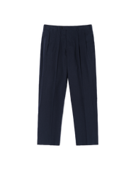 Double Pleated Trousers - Navy Seersucker