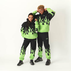 OVERSIZED PREMIUM HEATER HOODIE - BLACK / GREEN