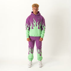 OVERSIZED PREMIUM HEATER HOODIE - PURPLE / GREEN