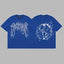 Revenge Arch Logo & Lightning Earth Graphic Short Sleeve T-Shirt Blue
