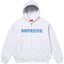 Supreme Collegiate Logo Zip-Up Hooded Sweatshirt - Heather Grey / Light Blue