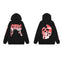 Revenge Gradient Splatter Cracked Skull Arch Logo Pullover Hoodie red