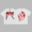 Revenge Red & Silver Gradient Arch Logo & Broken Skull Graphic Short Sleeve T-Shirt White