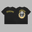 Revenge Yellow Arch Logo & Religious Angel Graphic Short Sleeve T-Shirt (Black)