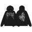 Revenge Rhinestone Spiderweb Heart Arch Logo Pullover Hoodie grey