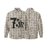 Retro Tie-dyed Distressed Plaid Long-sleeved Shirt Loose