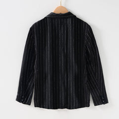 Spring And Autumn Vintage Stripe Loose Ramie Suit