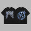Revenge Arch Logo & Lightning Earth Graphic Short Sleeve T-Shirt (Black / Blue)