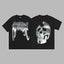 Revenge Silver Metallic Arch Logo & Skull Graphic Short Sleeve T-Shirt (Black)