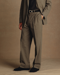 Double Pleated Trouser - Khaki Canvas