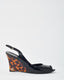 Gucci Vintage Black Patent Leather and GG Logo Tortoise Wedges - 40.5