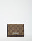 Gucci Dark Brown Leather and Beige and Brown GG Monogram Canvas Card Case Wallet