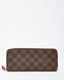 Louis Vuitton Damier Ebene Coated Canvas Red Interior Clemence Wallet