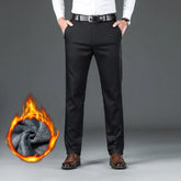 Thick Men's Flannel Fleece Slim Straight Trousers