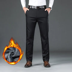Thick Men's Flannel Fleece Slim Straight Trousers