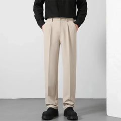 Men's Loose Fit Pants - Classic Straight Leg Drape Trousers for Men