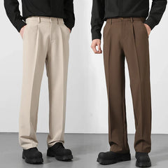 Men's Loose Fit Pants - Classic Straight Leg Drape Trousers for Men