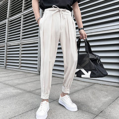 Men's Loose Fit Drape Pants with Elastic Waistband - Various Colors