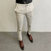 Men's Slim Fit Elastic Formal Dress Pants - Comfortable & Stylish Business Trousers