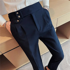 High-Quality Slim Fit Casual High-Waist Button Pants for Men