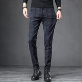Men's Slim Fit Plaid Stretch Trousers