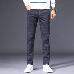 Men's Cotton Stretch Plaid Casual Pants - Slim Fit, Straight Fit, Classic Men's Trousers