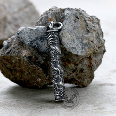 Auspicious Dragon Column Stainless Steel Pendant