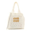 Raffia Crochet Woven Tote Bag White